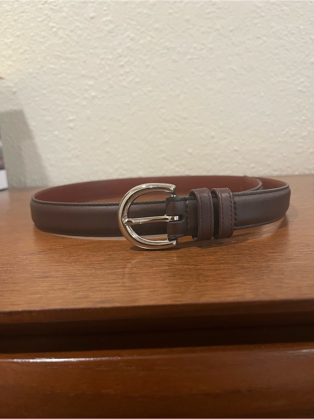 Coach Brown Leather Belt with Silver Buckle
